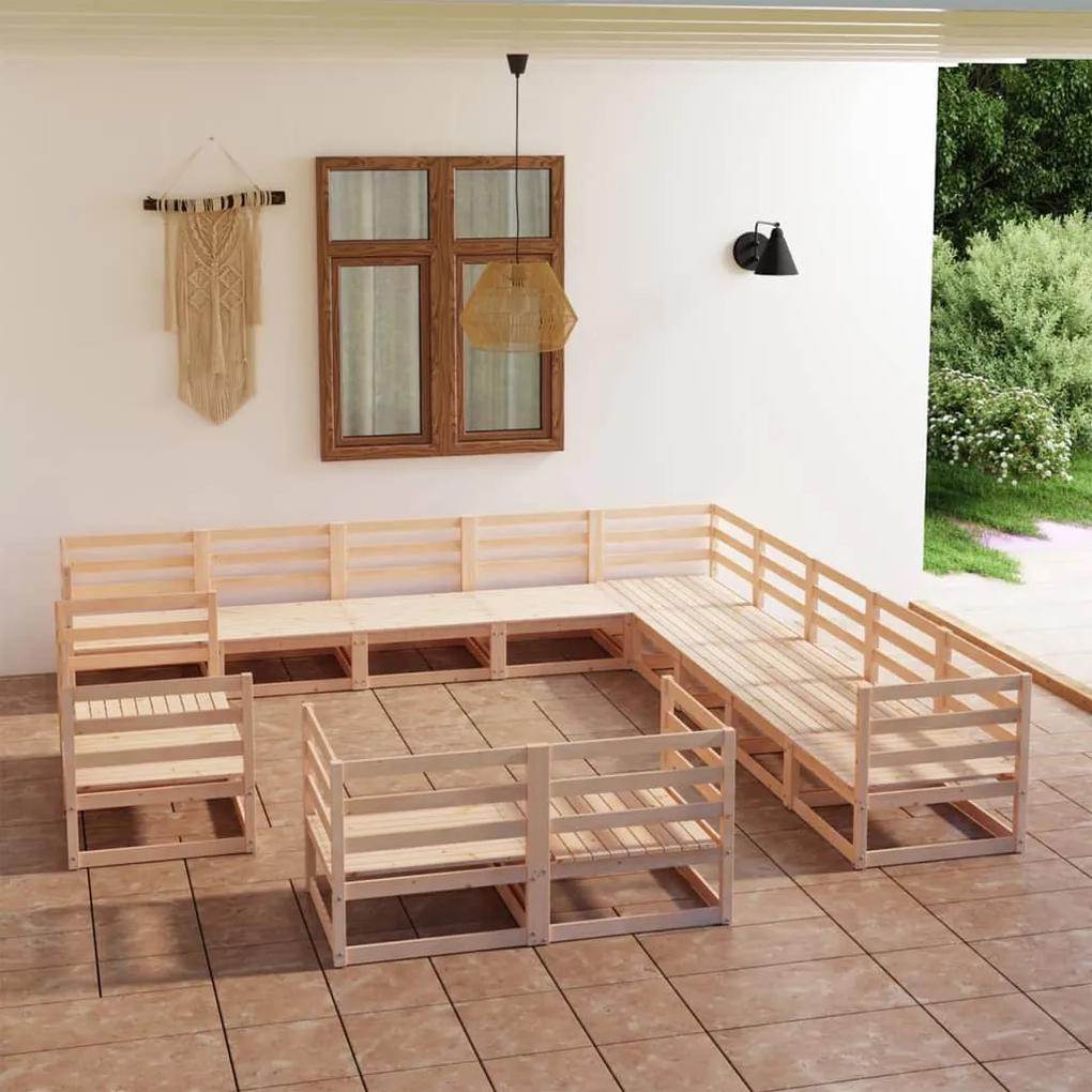 3075964 vidaXL Set mobilier de grădină, 13 piese, lemn masiv de pin