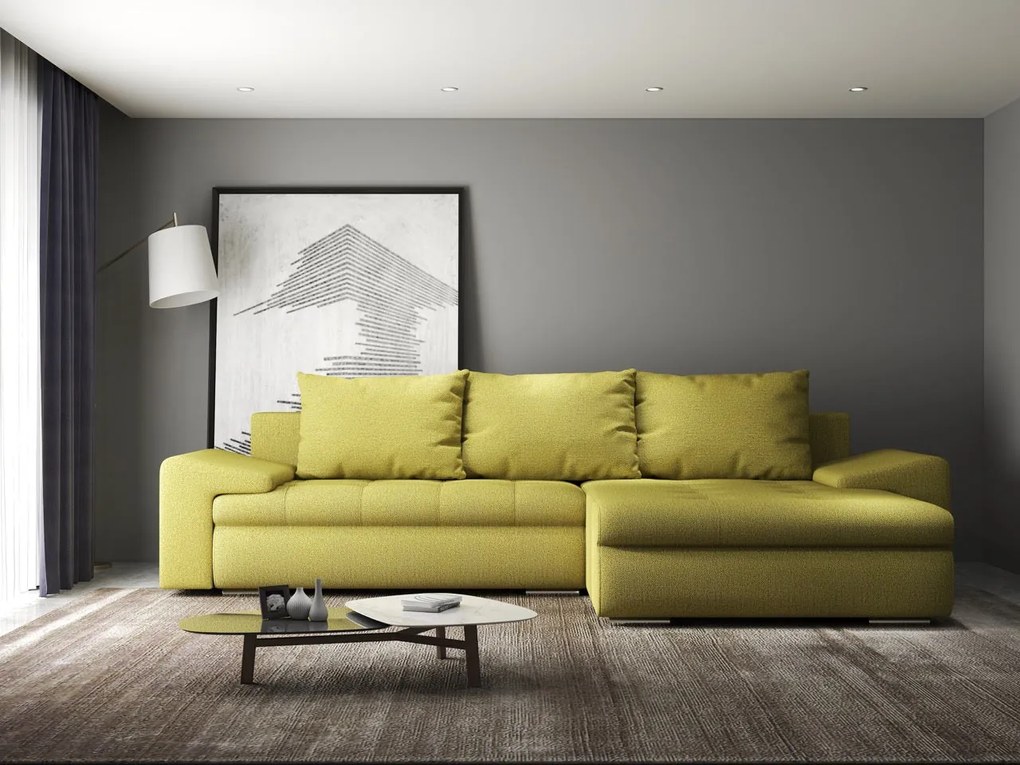 Colțar extensibil dumonde cu ladă de depozitare si sezut confortabil din spuma high-density, Leonardo Enjoy Verde 260x185 cm II