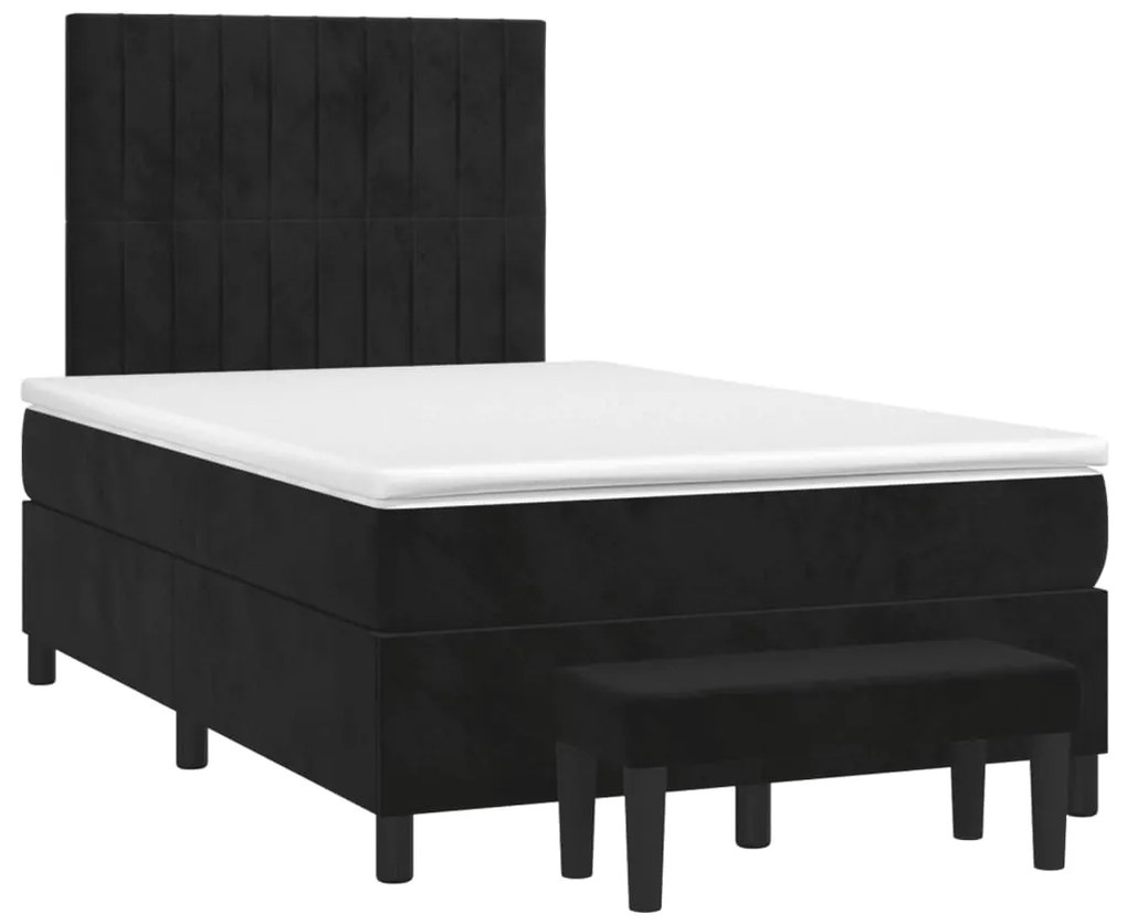 3270483 vidaXL Pat box spring cu saltea, negru, 120x190 cm, catifea