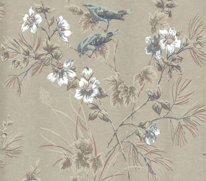 Tapet Rosemore, Taupe Metallic Luxury Bird, 1838 Wallcoverings, 5.3mp / rola