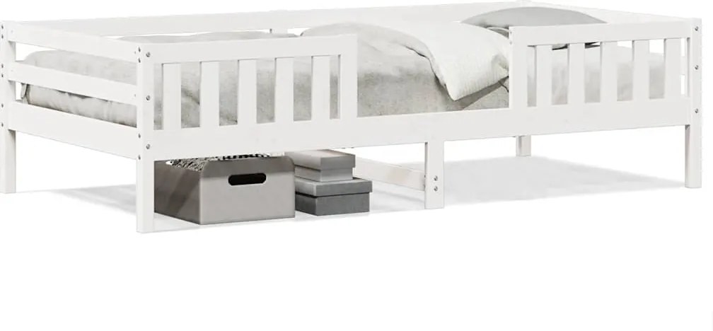 vidaXL Cadru pat fără saltea, alb, 90x190 cm, lemn masiv de pin