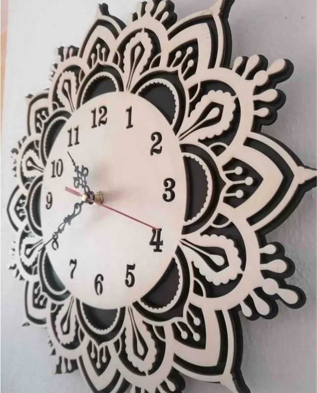 SENTOP | Ceas modern din lemn cu design floral | USVIT