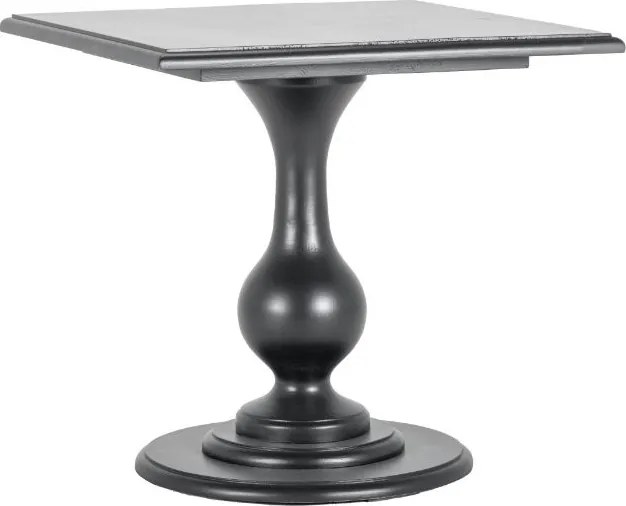 Masă dining pătrată din lemn, negru, 2–4 locuri, cu picior central, 75 x 70 x 70 cm, „Charlotte”
