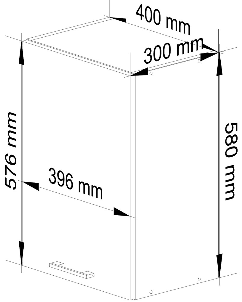Dulap superior de bucătărie Ozara W40 H580 (alb + beton). 1071168