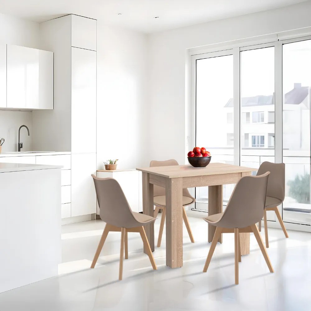 Set de masă Amina 4+1 bej-stejar Sonoma