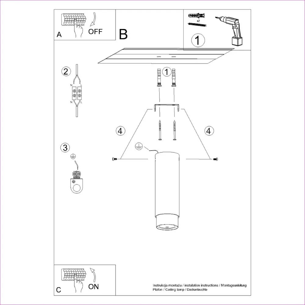 Plafonieră neagră/aurie Crown – Sollux