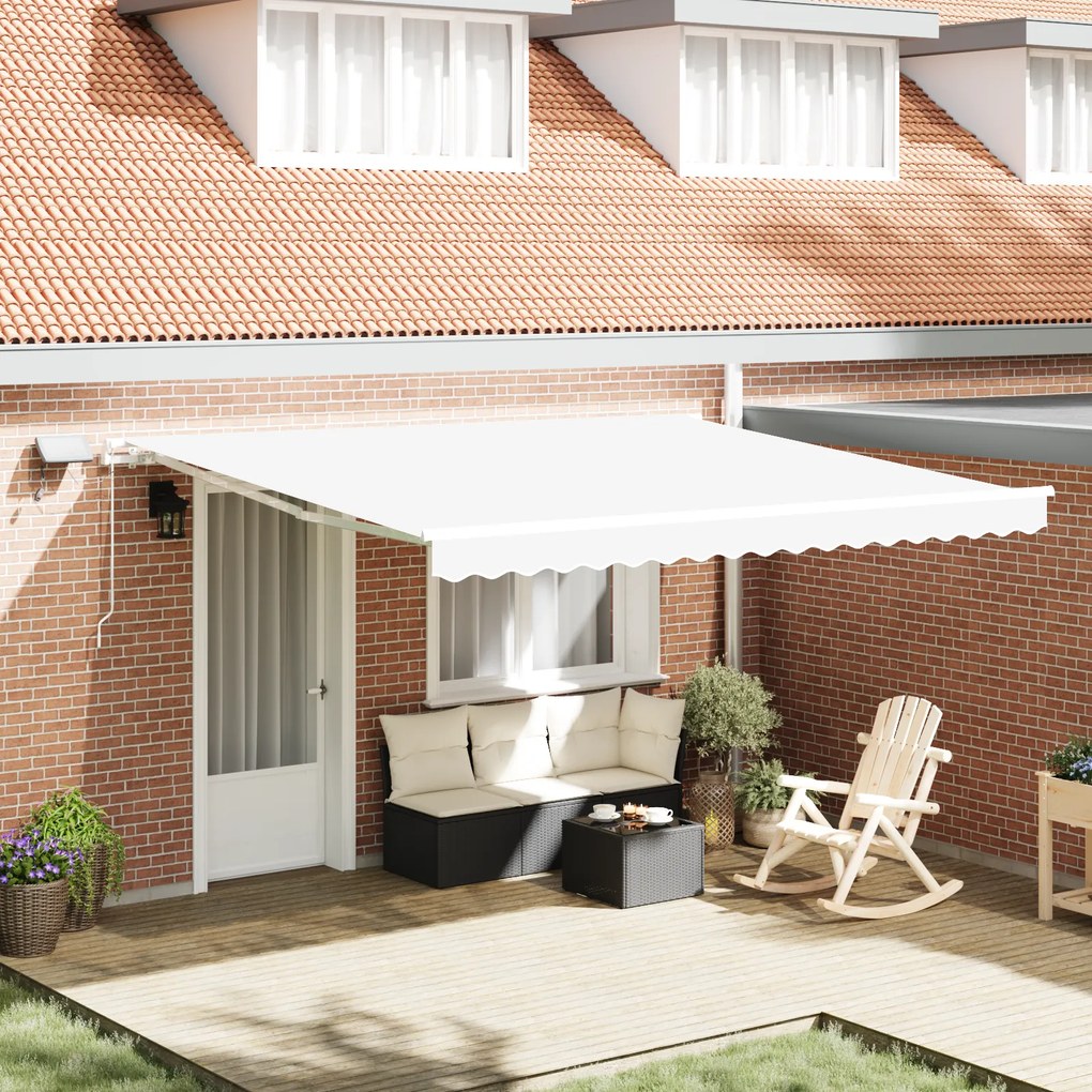 vidaXL Marchiză retractabilă Alb with Manual Alb 400 × 300 cm Alb