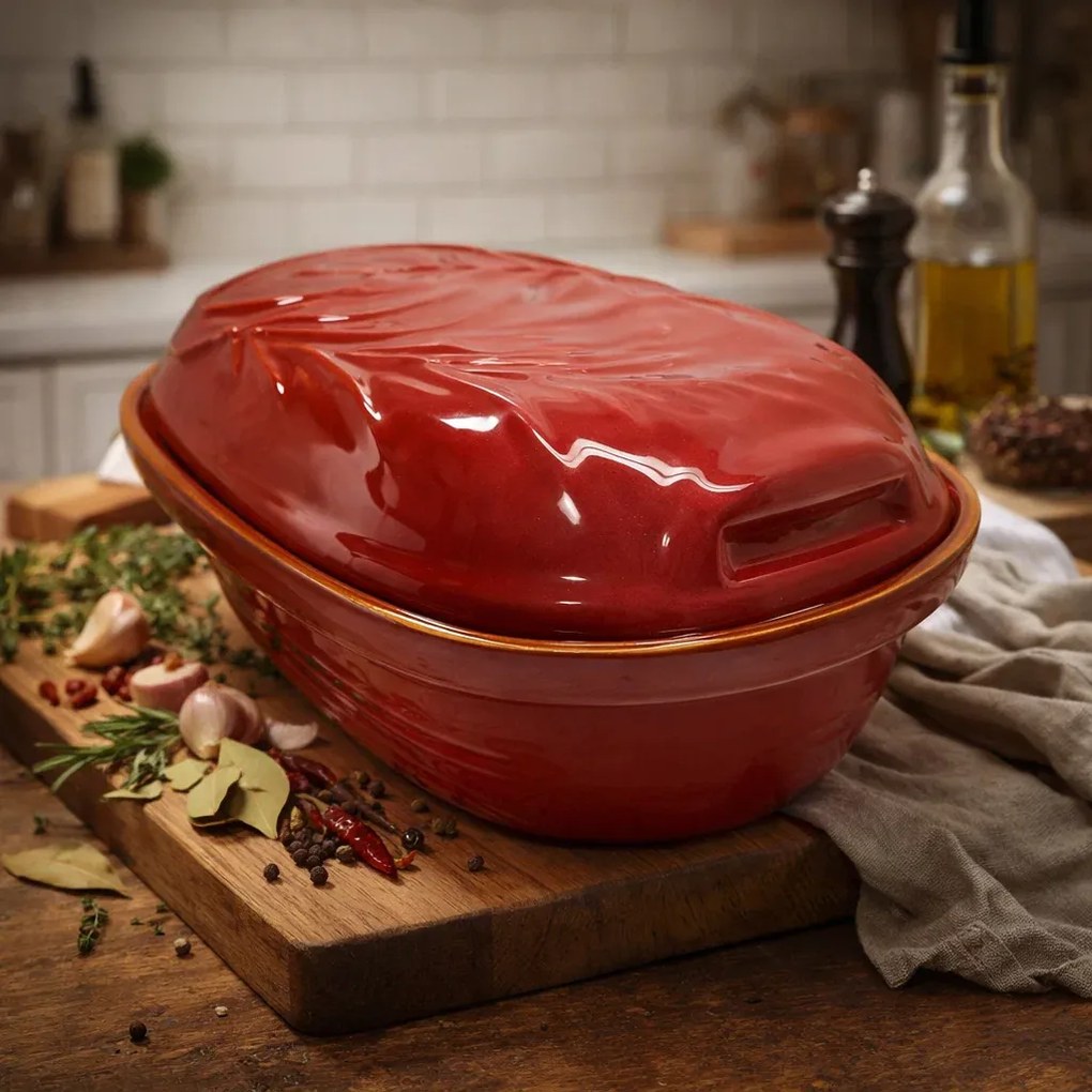 Oala Din Lut Pentru Sarmale - Gust Autentic Romanesc, Glazurat, 4.5 litri