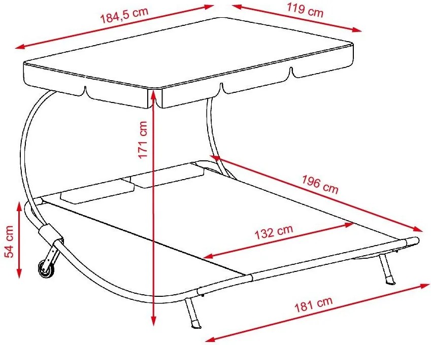 Șezlong relaxant pentru 2 persoane Craftfield BAHAMA - GRI
