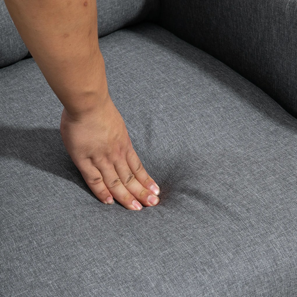 HOMCOM Fotoliu Reclinabil 155° max în Țesătură cu Efect de In Gri cu Suport pentru Picioare, 67x87x98 cm | Aosom Romania