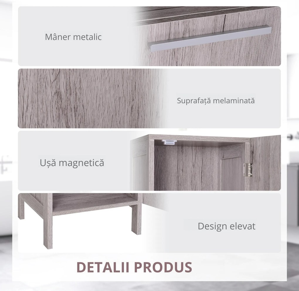 Kleankin Coloană Baie 2 Dulapuri 2 Rafturi Deschise MDF Suprafață Netedă 30x32x172.5cm Culoare Lemn | Aosom Romania