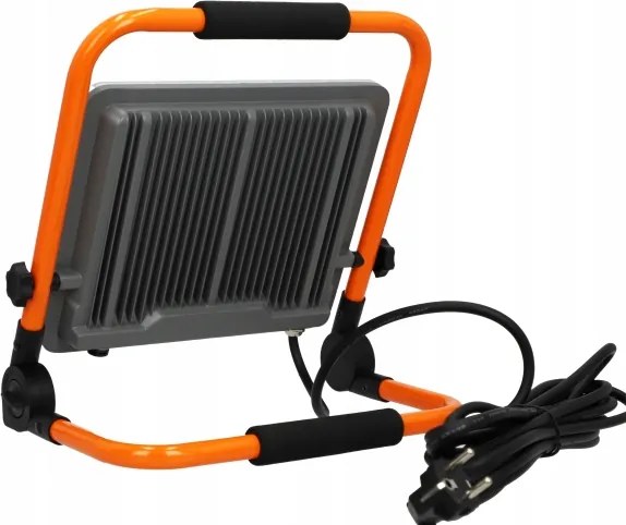 Proiector LED cu stativ, 100W, 230V, 4500K, IP65, portocaliu