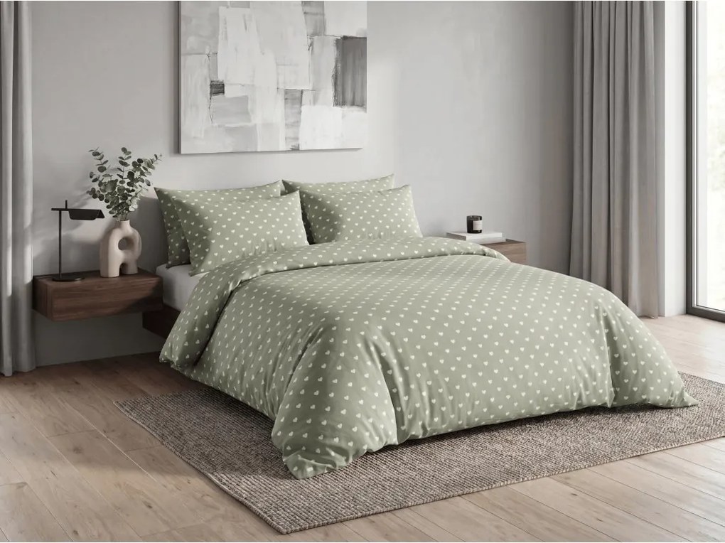 Lenjerie de pat policoton SAGHEARTS POLY verde Dimensiune lenjerie de pat: 70 x 90 cm | 140 x 220 cm