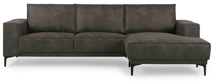 Colțar gri antracit cu tapițerie din imitație de piele (colț pe partea dreaptă) Copenhagen – Scandic