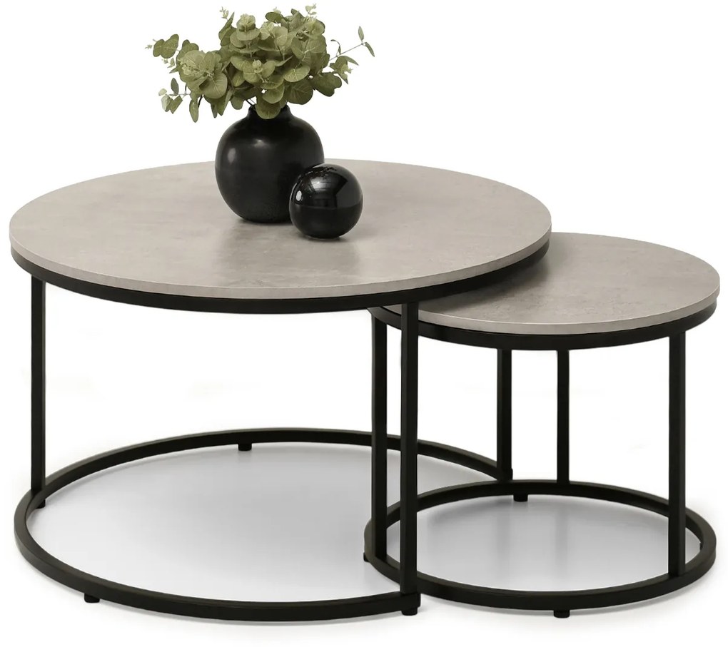 Măsuță de cafea Klara (beton + negru). Promo -10%. 1111624