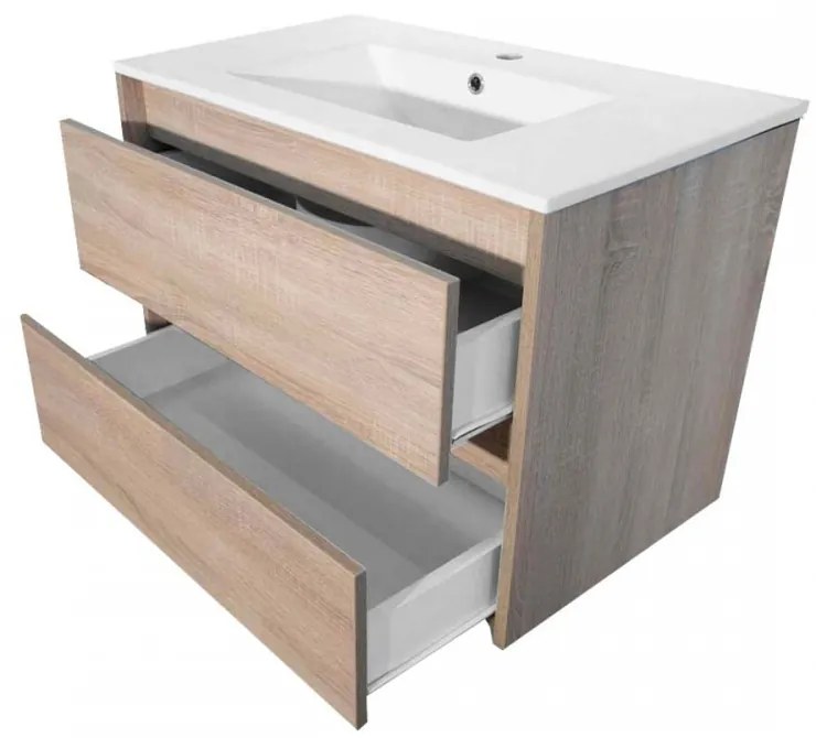 Mască de baie Porto 60 cu chiuvetă în culoarea stejarului Sonoma