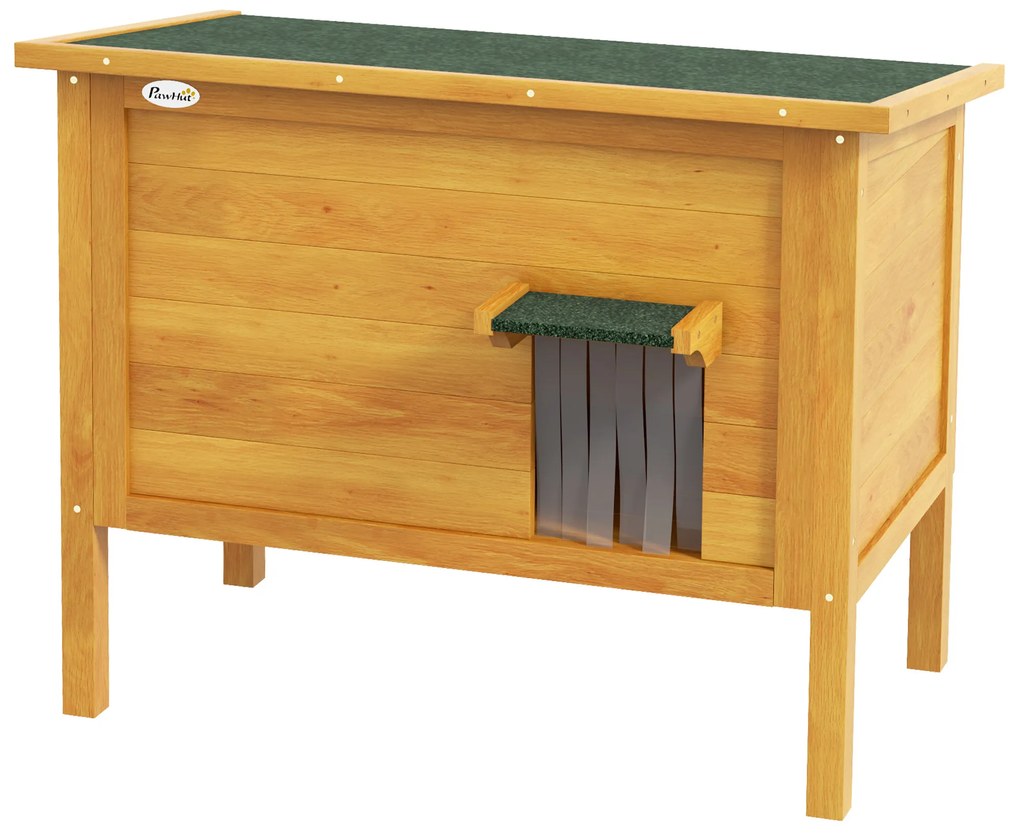 PawHut Casă pentru Pisici Exterioară cu Spumă Izolantă, Acoperiș Deschizabil, Lemn Masiv, 85 x 50 x 68,5 cm, verde | Aosom Romania
