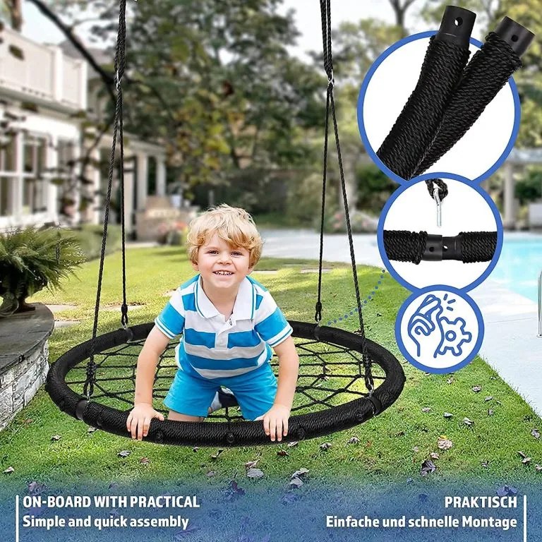 Physionics leagăn în formă de cerc, plasă, 120 cm, negru