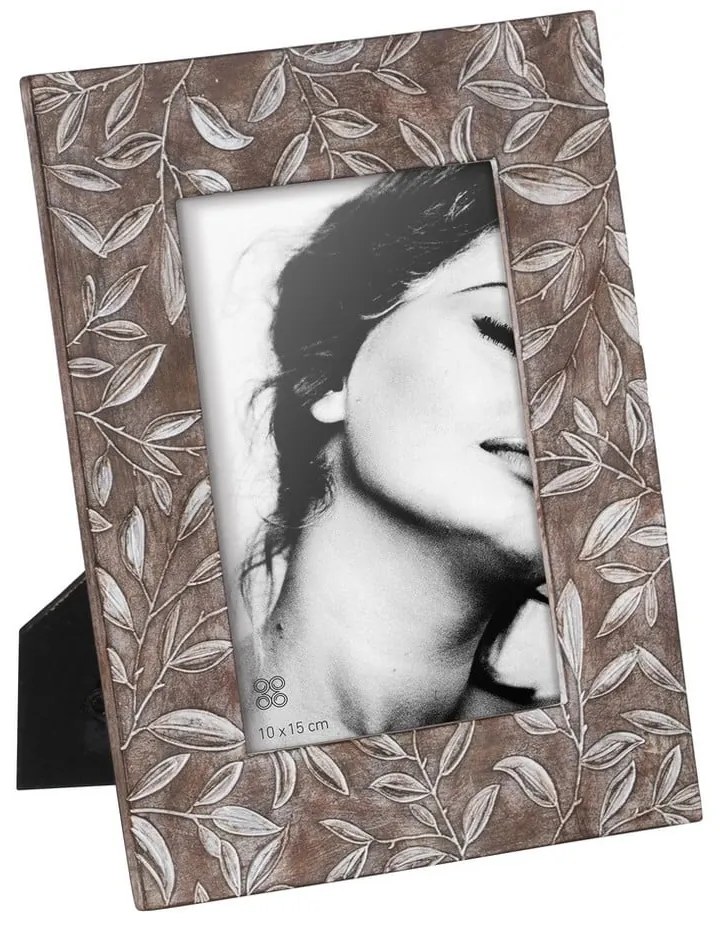 Ramă foto maro cu picior de susținere din polirășină 16x21 cm – Ixia