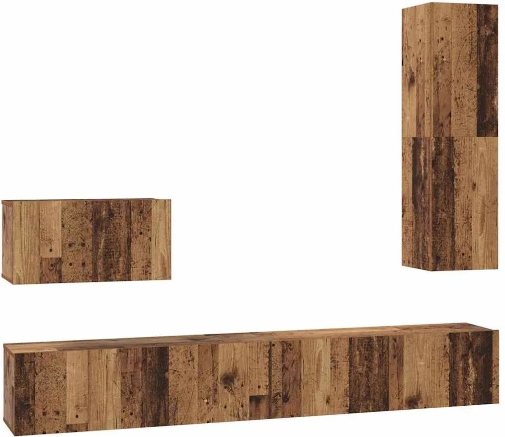 vidaXL Dulap pentru TV pe Perete 4 pcs Lemn Vechi Lemn compozit