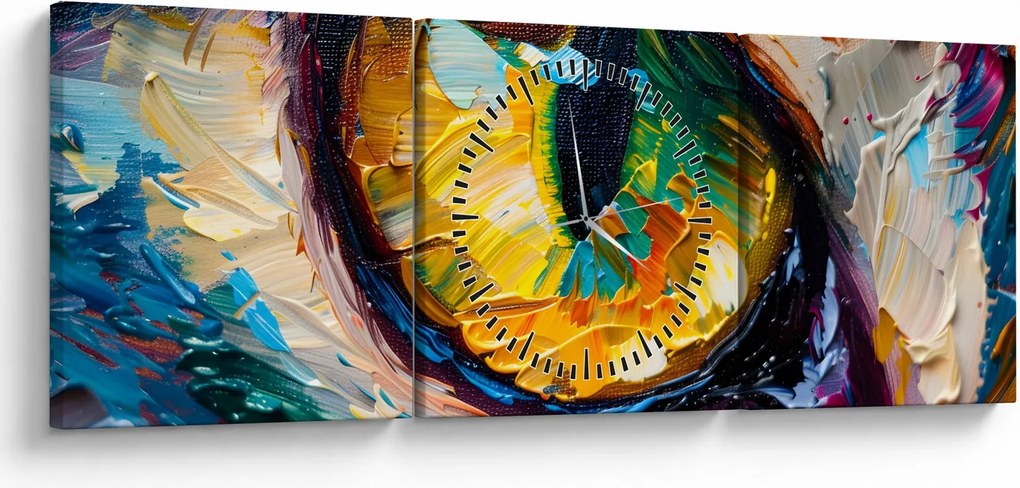Tablou - Ochi de pisică Pictură (cu ceas) (90x30 cm)