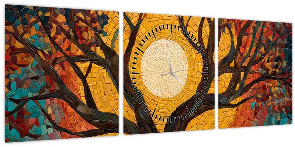 Tablou - Soarele în coroana arborelui vieții (cu ceas) (90x30 cm)