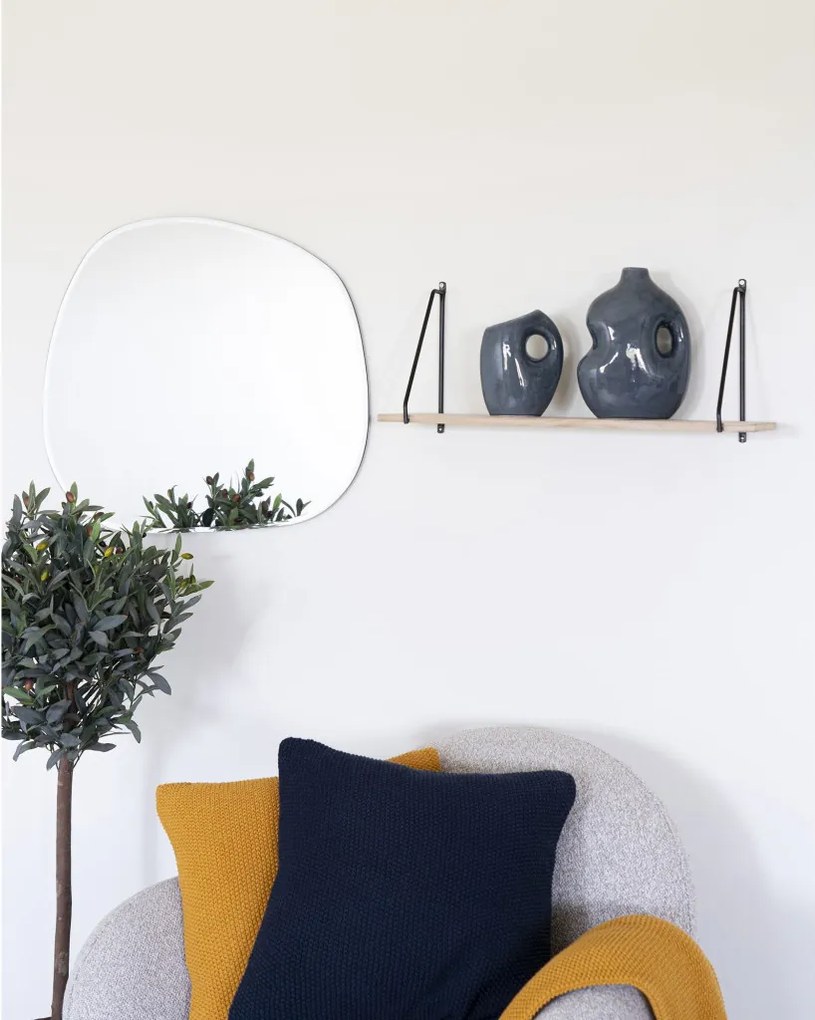 Raft Arnhem, raft din lemn natural, ramă neagră 65x17 cm