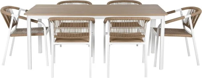 Set dining exterior din aluminiu și rășină, masă + 5 scaune