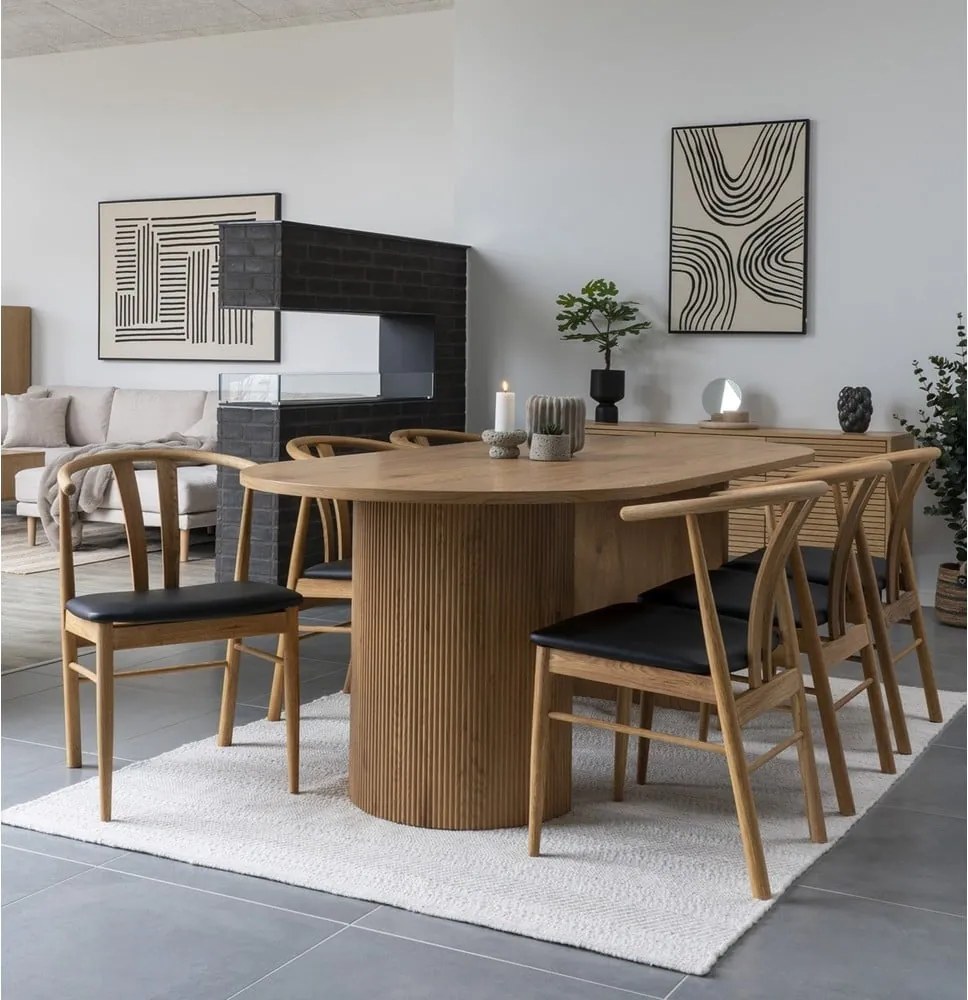 Scaun de dining negru/în culoare naturală din imitație de piele Artenara – House Nordic