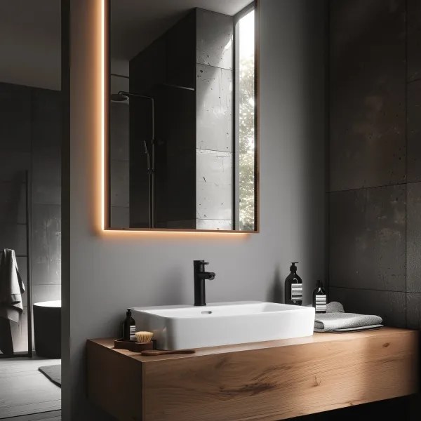 Baterie de lavoar BATH DELUXE 28-017-03-02-02 RINGSTED 17,8 cm negru mat