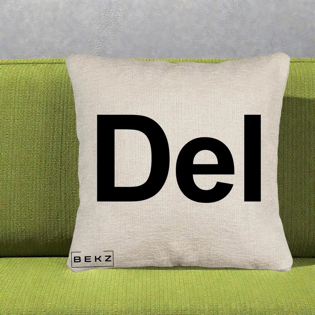 Perna Personalizata Tasta Del Tipografie Bold, 40x40 cm, Bej Canapea, Husa Detasabila, Perna Inclusa, BEKZ®