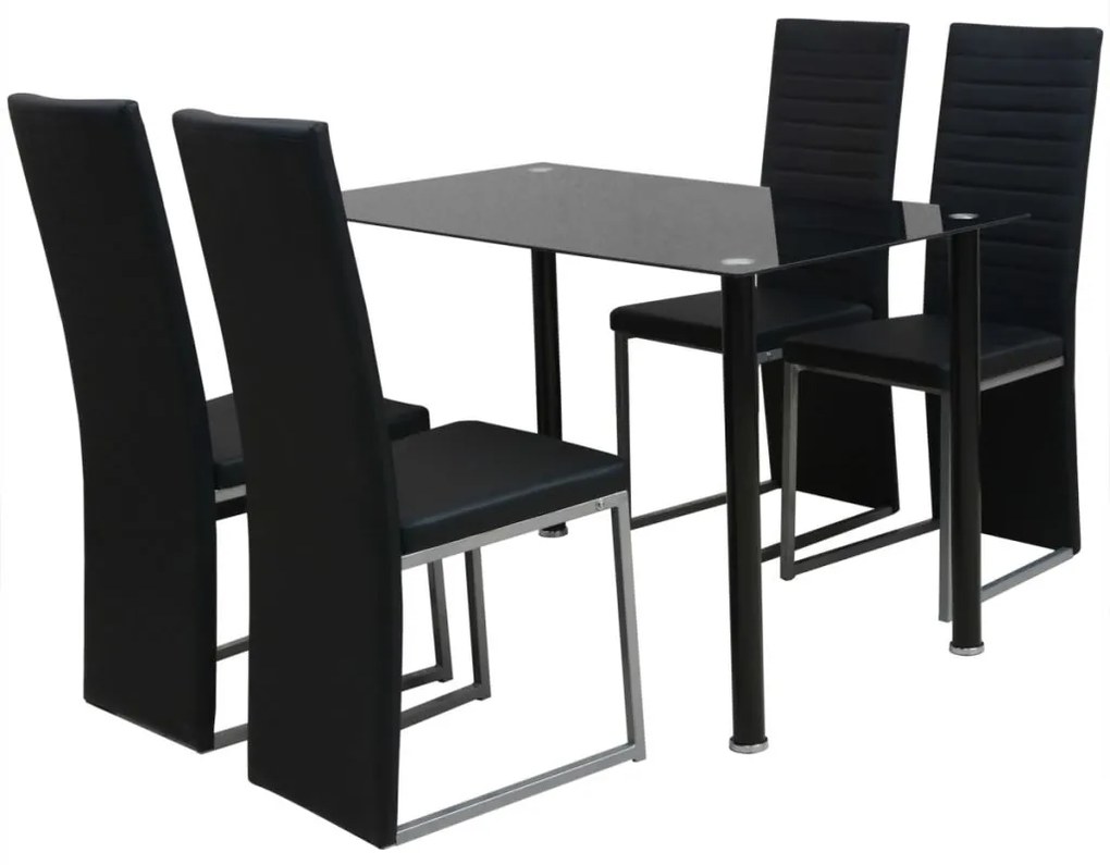 242924 vidaXL Set masă și scaune din lemn de pin cinci piese Negru