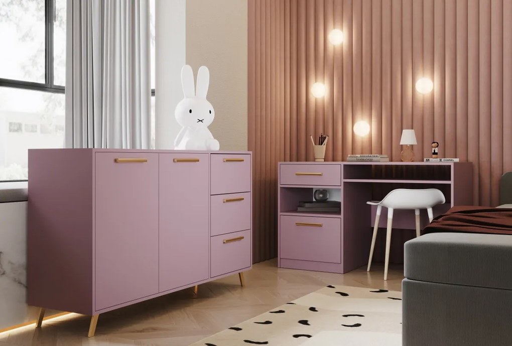 Comodă Lutori cu sertare 138 cm - violet