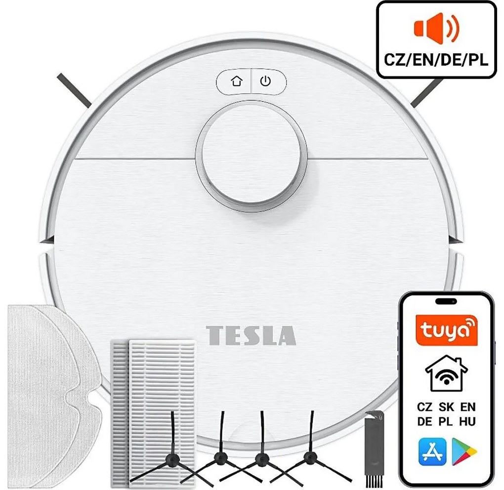 Aspirator robot inteligent TESLA Electronics RoboStar 2 în 1 2550 mAh Wi-Fi alb