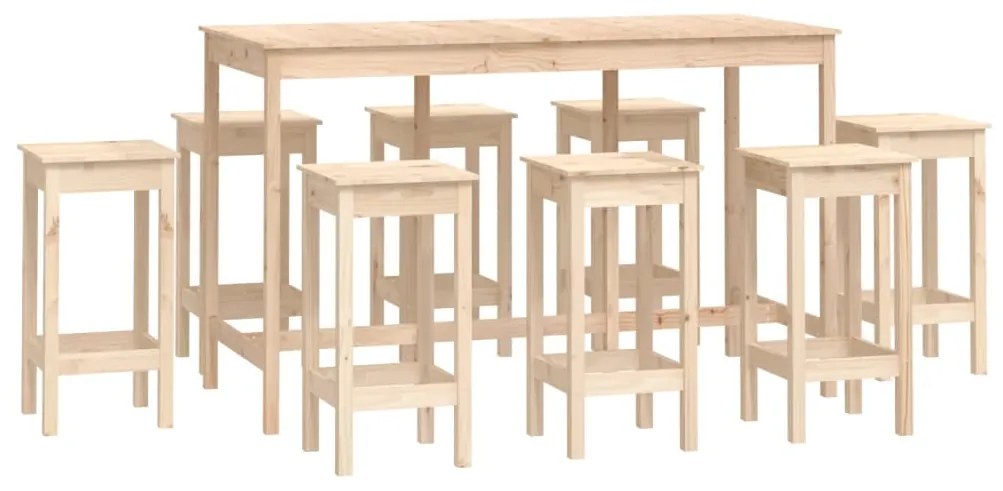 3124717 vidaXL Set mobilier de bar, 9 piese, lemn masiv de pin