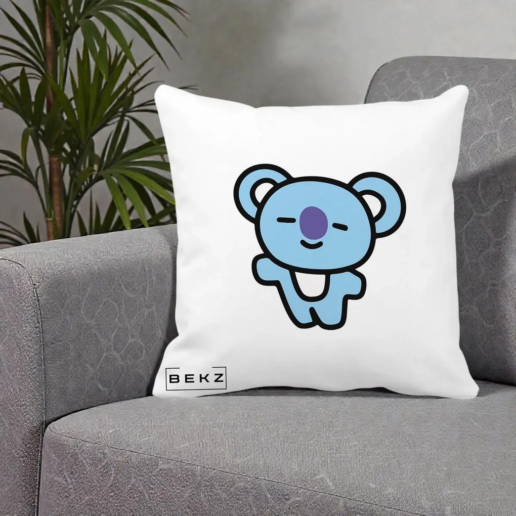Perna Personalizata BT21 Koya Kawaii, 40x40 cm, Alba Mata, Husa Detasabila, Perna Inclusa, BEKZ®