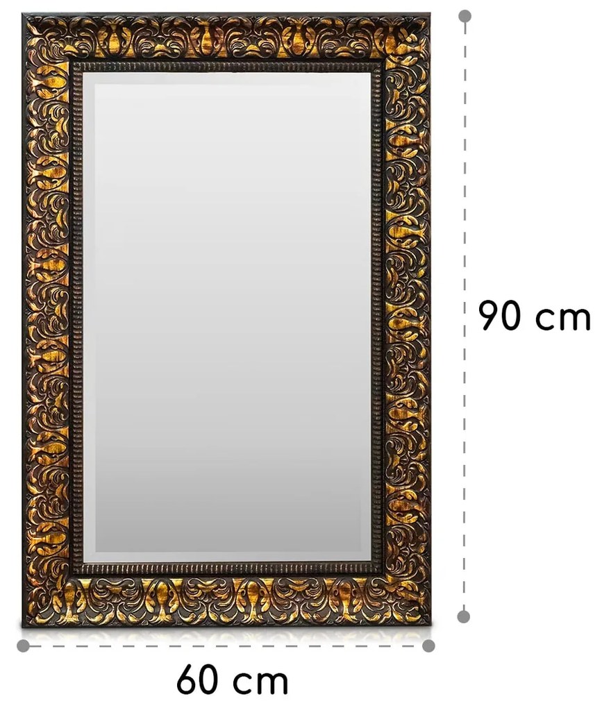 Manresa Oglindă de perete dreptunghiulară cu ramă din lemn 90 x 60 cm Vintage