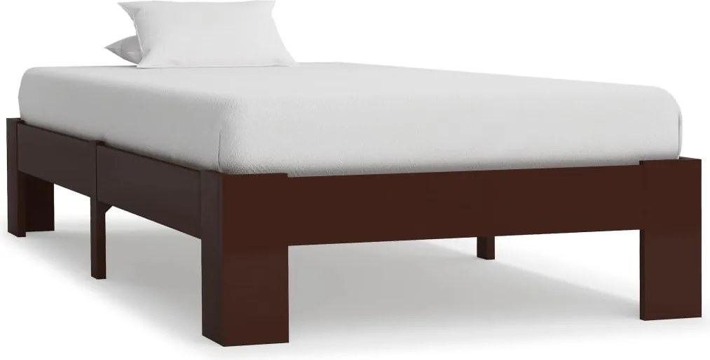 vidaXL Cadru de pat, maro închis, 90 x 200 cm, lemn masiv de pin