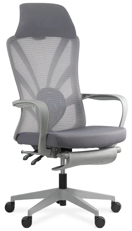 Scaun ergonomic SYYT 9512 gri, spătar rabatabil și suport picioare