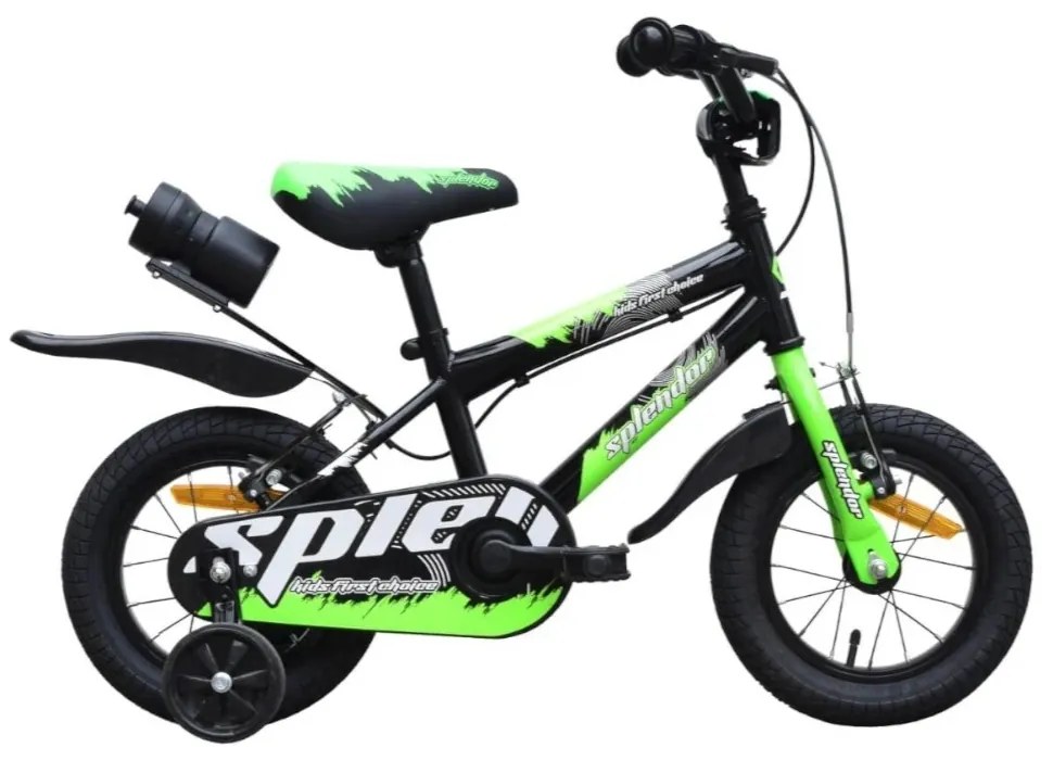 Bicicleta pentru copii NOVOKIDS™ Splend'Or Boom PRO Edition, Cu bidon pentru apa, Roti 12" inch, Maxim 50 kg, Cadru din otel, Roti ajutatoare