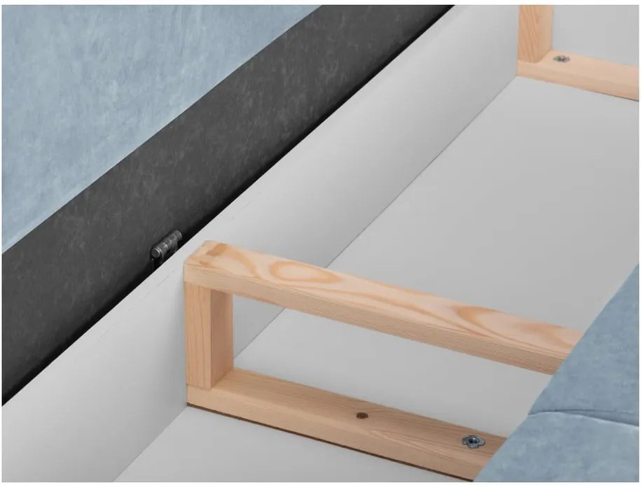 Canapea extensibilă cu 3 locuri și spațiu de depozitare Mazzini Sofas Freesia, albastru deschis, 215 cm