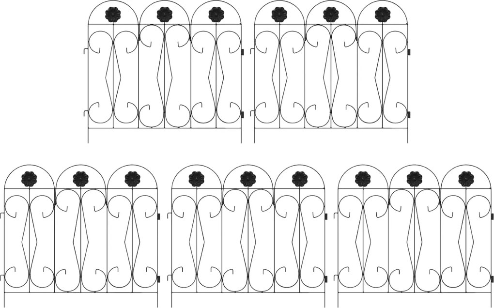 vidaXL Gard de Grădină Spalier Negru 305,5 x 55,5 x 0,3 cm