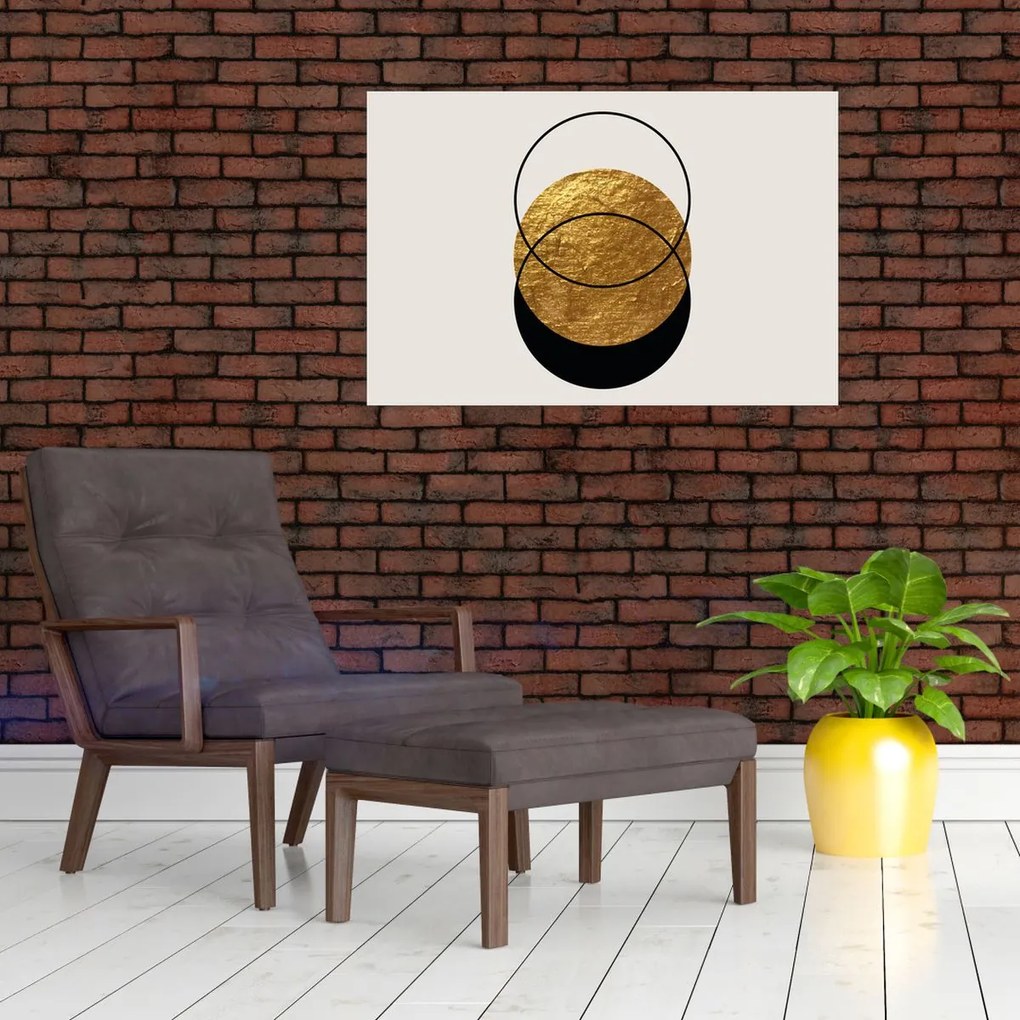 Tablou - Abstracție de aur și alb N⁰2 (90x60 cm)