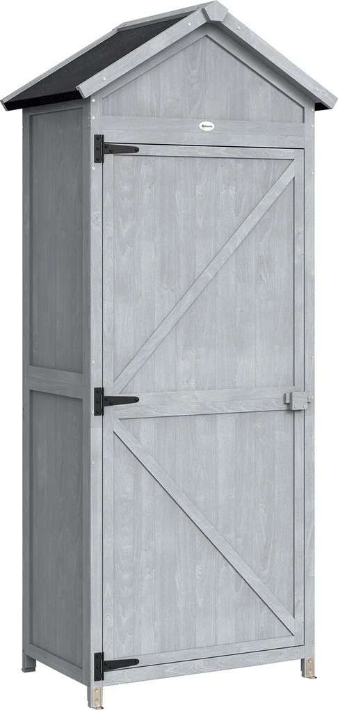 Outsunny Căsuță din lemn, 77x52.5x178cm, Dulap cu banc de lucru rabatabil | Aosom Romania
