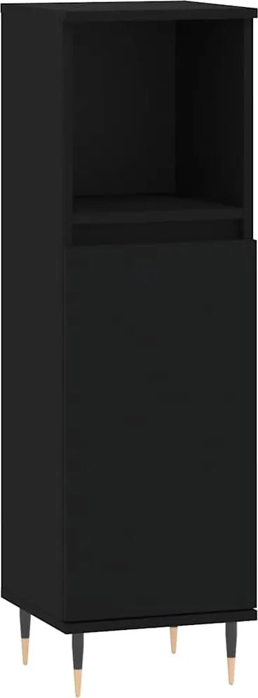 vidaXL Dulap de baie, negru, 30x30x100 cm, lemn prelucrat