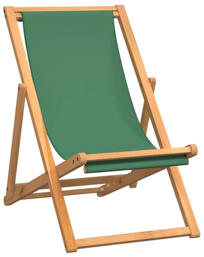 47416 vidaXL Scaun de plajă pliabil, verde, lemn masiv de tec