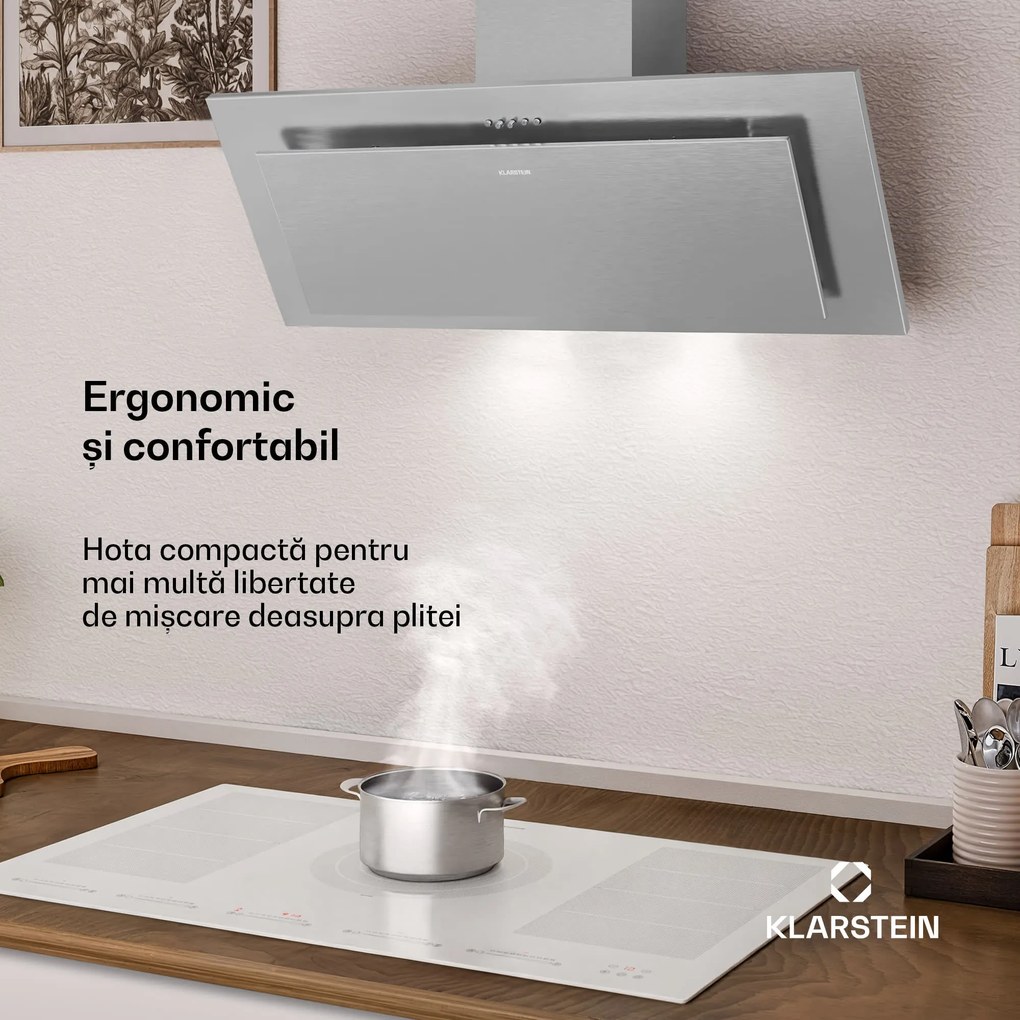 Klarstein Hota înclinată Athena | mod de evacuare a aerului și recirculare | 404 m³/h | 56 W | 90 cm