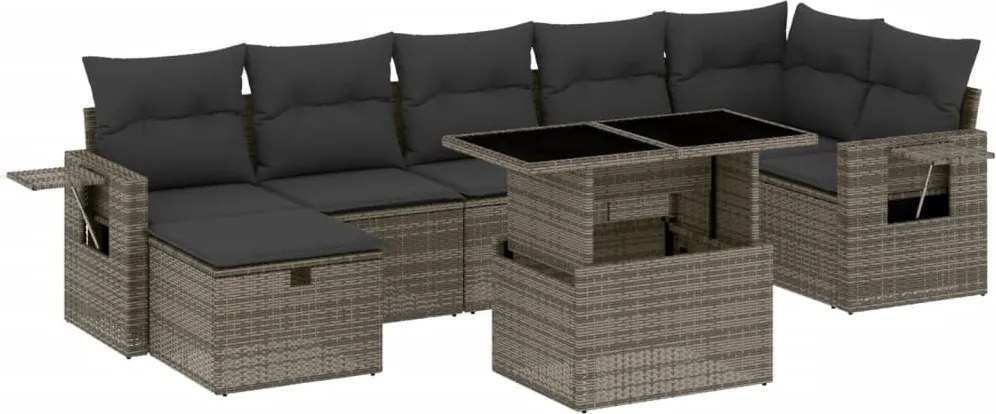 vidaXL Set canapele de grădină cu perne, 8 piese, gri, poliratan