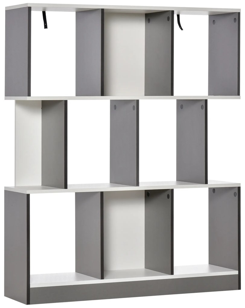 HOMCOM Bibliotecă Mobilă cu 8 Rafturi pentru Sufragerie și Dormitor, 100x24x124 cm, Gri Închis | Aosom Romania