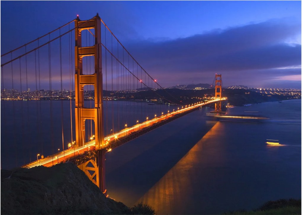 Tablou pe sticlă - Podul Golden Gate (70x50 cm)